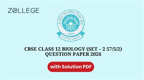 CBSE Class 12 Biology Set 2 Question Paper 2026 with Solution Pdf
