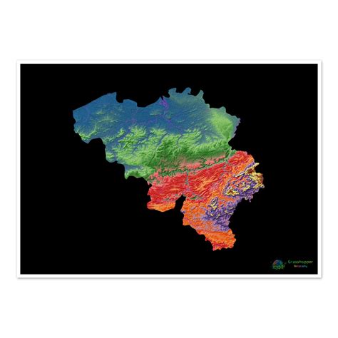 Belgium - Elevation map, black - Fine Art Print – Grasshopper Geography - elevation map of belgium