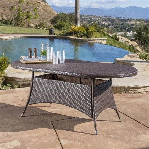 Chitra Outdoor All-Weather Rattan Wicker Round Coffee Table (Dark Brow ...