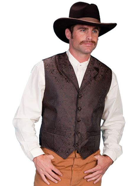 Scully Rangewear Mens Brown Polyester Paisley Old West Vest | Western ...