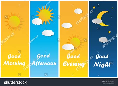 Good Morning Good Night Day Evening Stock Vector (Royalty Free ...
