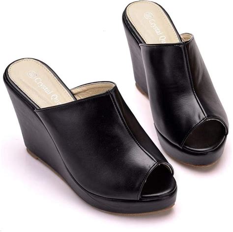 Buy CYBLING Women Peep Toe Platform Slides Sandals High Heel Mules ...