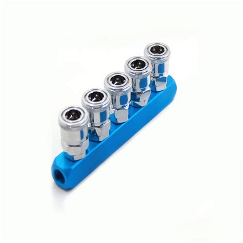 Air Compressor 5Way Inline Quick Coupling Splitter Hose Connect Coupler ...