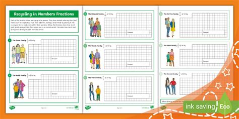 Recycling in Numbers: Fractions Worksheet