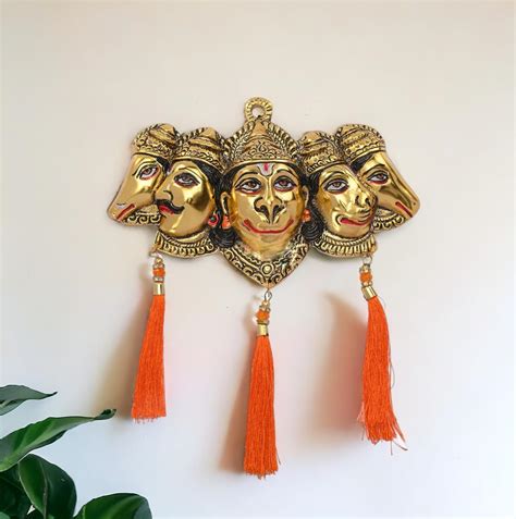 KridayKraft Metal Panchmukhi Hanuman Ji Murti for Door Entrance Statue ...