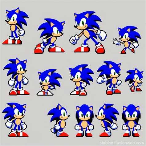 Sonic the Hedgehog Sprite Sheet | Stable Diffusion Online