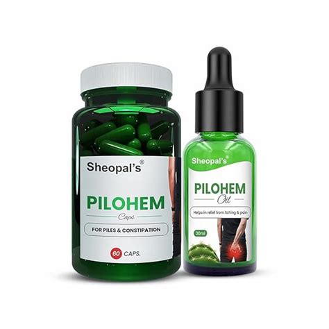 Buy Sheopal's Pilohem combo 60 Capsule with 30ml Oil | Piles Care ...