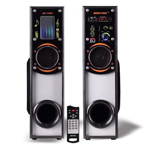 MovieStars MS-11500 Tower Speaker Wooden Cabinet Subwoofer Echo Sound ...