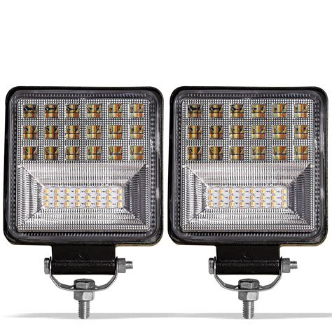 SORAX 42 LED Square Flood Light Driving Fog LIght Three Color Mode With ...