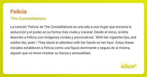 Significado de la canción FELICIA (The Constellations) - LETRAS.COM