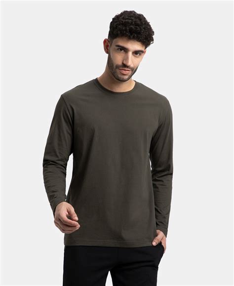 Buy Super Combed Cotton Rich Solid Round Neck Full Sleeve T-Shirt ...