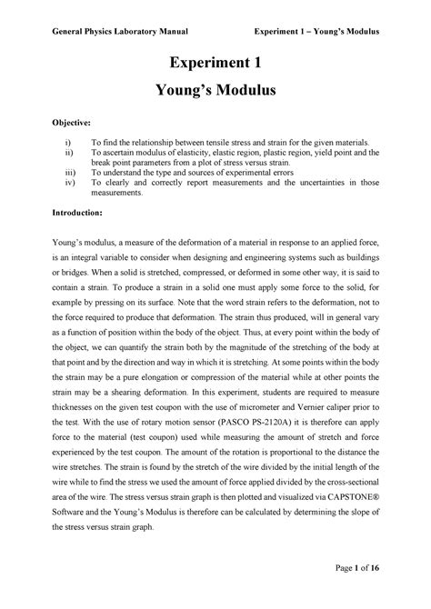 Image result for Youngs Modulus Experiment