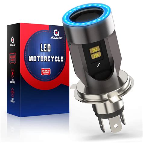 Buy H4 LED Headlight Bulb Motorcycle w/ Angle Eye Daytime Running Light ...