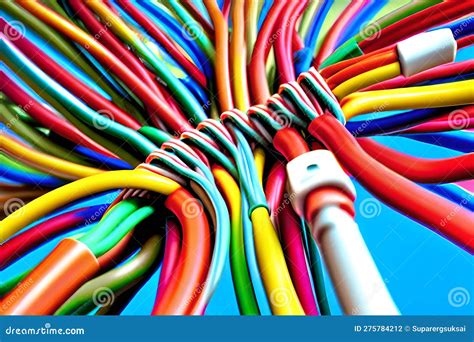 AI Generative Colorful Electrical Wiring Against Blue Background Stock ...