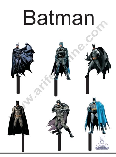 Cake Decor 4 Inches Digital Printed Cake Toppers - 6 Pc Batman Theme ...