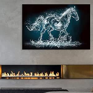 Inephos Abstract Beautiful Running Horse Art Wall Framed Canvas ...