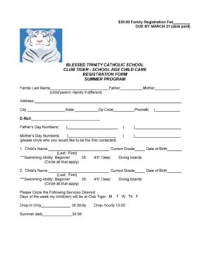 Child Registration Form For School | pdfFiller