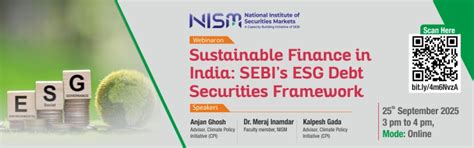 Webinar on Sustainable Finance in India: SEBI’s ESG Debt Securities ...