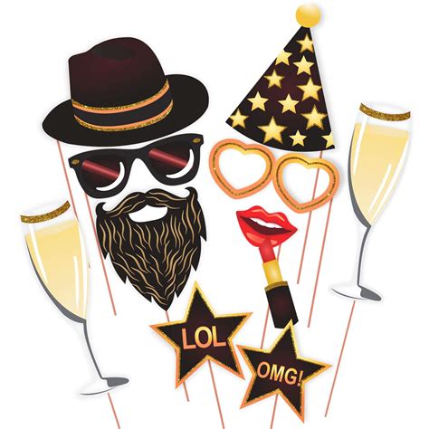 WOBBOX Birthday Party Photo Booth Props Kit of 40 Pieces (Includes ...