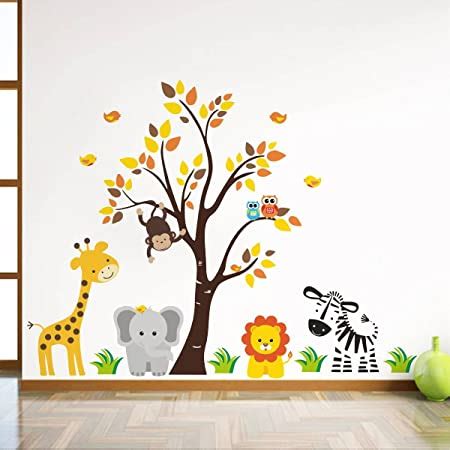 rawpockets PVC Vinyl Decals ' Baby Jungle Animals Story ' Extra Large ...