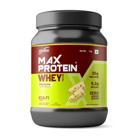 RiteBite Max Protein Whey Protein Powder in Kulfi Flavour 1Kg| 30 ...