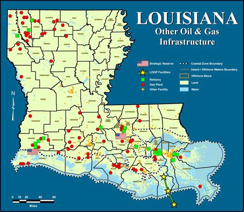 Oil and Gas Refineries Map in Louisiana (2005)