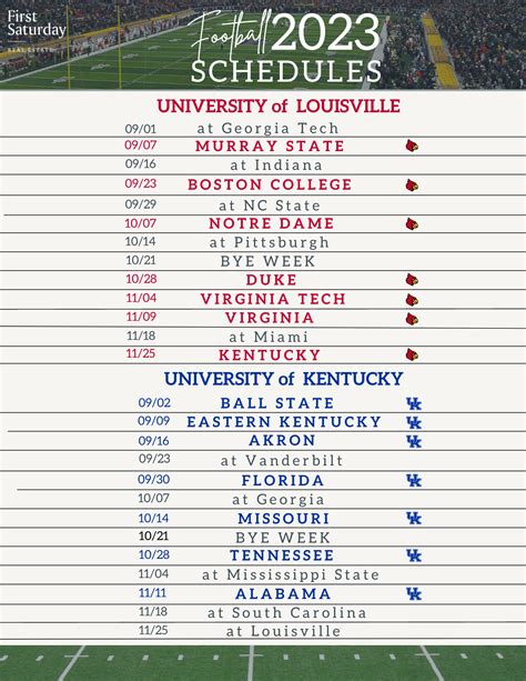 2023 Football Schedules: UofL & UK