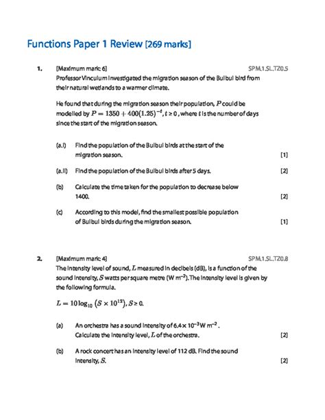 Functions Paper 1 Review - Functions Paper 1 Review [269 marks] 1 ...