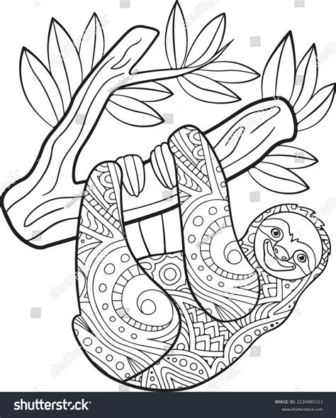 Sloth Mandala Vector Coloring Page Stock Vector (Royalty Free) 2120985311