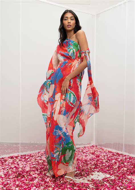 Cotton Lurex Printed One Shoulder Kaftan for women by Mandira Wirk ...