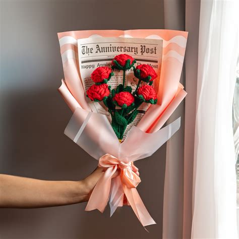 Crochet Rose Anniversary Bouquet - Rose Guldasta Gift | The Zappy Box