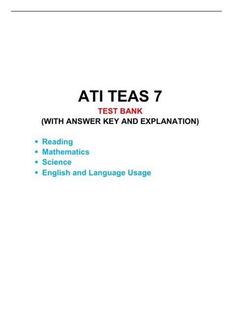 ATI TEAS 7 TEST BANK WITH ANSWER KEY AND EXPALANATION - ATI TEAS ...