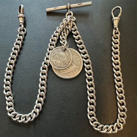 ANTIQUE SILVER DOUBLE ALBERT WITH COIN FOBS - Ashton-Blakey Vintage Watches