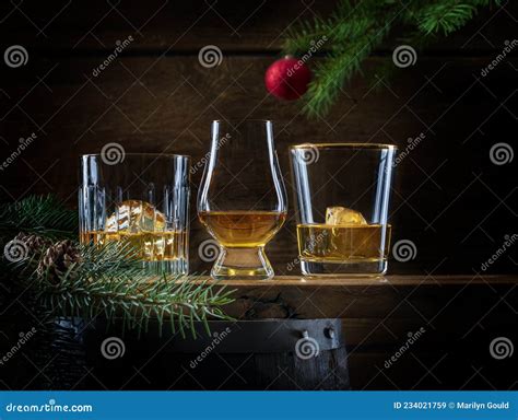 Scotch Whisky Neat and Rocks 3 Glasses Stock Image - Image of ...