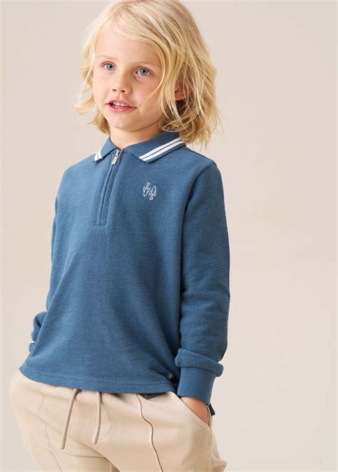 Angel & Rocket Boys Solid Blue Polo T-shirts