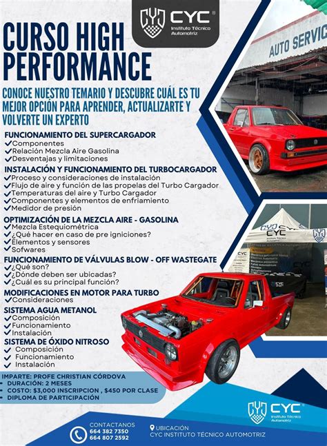 CURSO HIGH PERFORMANCE, Escuela de Mecánica Automotriz CYC, Tijuana, 1 ...