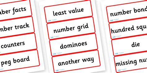 Year Four Numeracy Vocabulary Word Cards