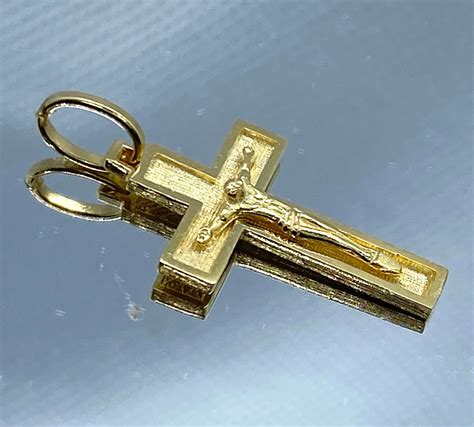 Gold Cross Pendant, 14K Solid Gold Crucifix Necklace, Baptism Gift for ...