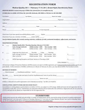 Fillable Online acmq REGISTRATION FORM Medical Quality 2011 February ...