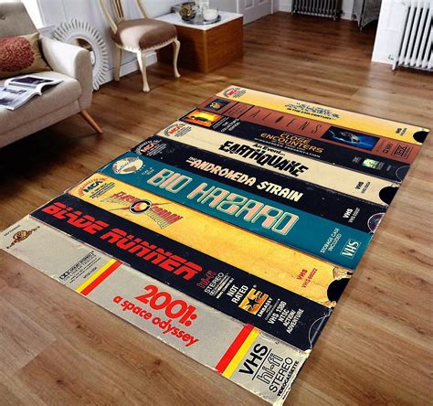 Nostalgic Retro Style Rug, Vhs Case Themed Horror Movie Room Rug, Home ...