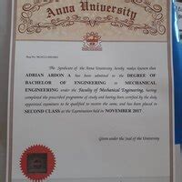 Anna University — non receipt of be mechanical marksheet