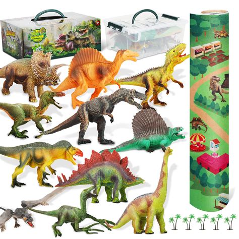 Buy Fivejoy Dinosaur Toy Figure with Playmat, Educational Realistic ...