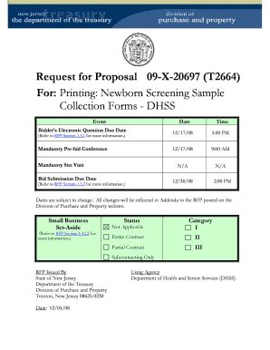 Fillable Online nj For Printing Newborn Screening Sample Collection ...