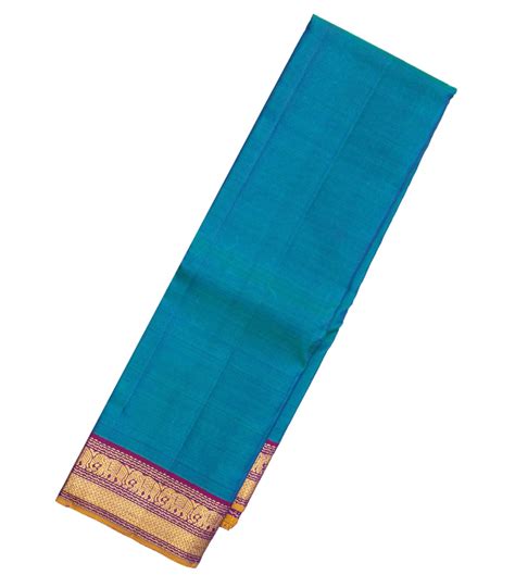 Blue Handloom Kanchipuram Silk Saree With Contrast Border-KA13045