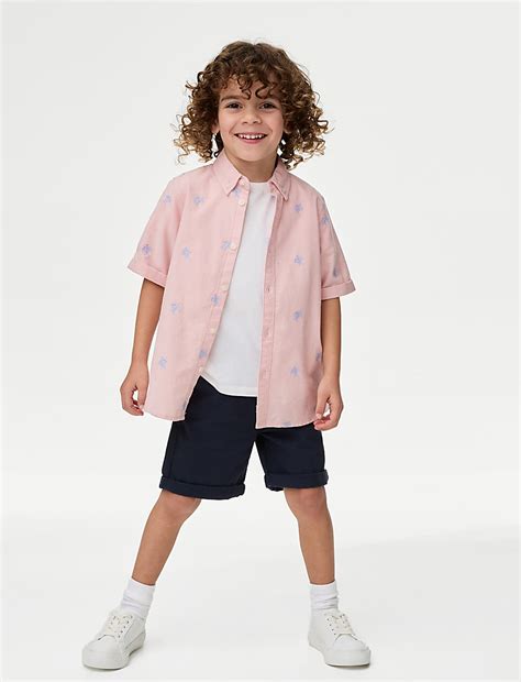 Buy Pure Cotton Turtle Embroidered Oxford Shirt (1-8 Yrs) at Marks ...