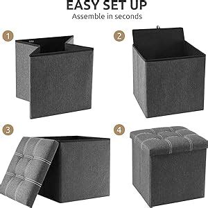 VIPREKHO Cube Shape Sitting Stool with Storage Box Living Foldable ...