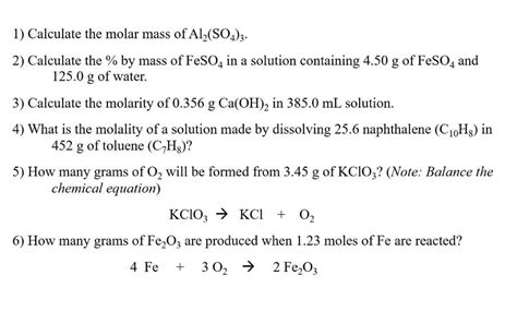 [Solved] Give a solution 1) Calculate the molar mass of Al2(SO4)3. 2 ...