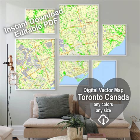 Toronto Canada editable layered PDF Vector Map https://vectormap.net/map_design/toronto-canada ...