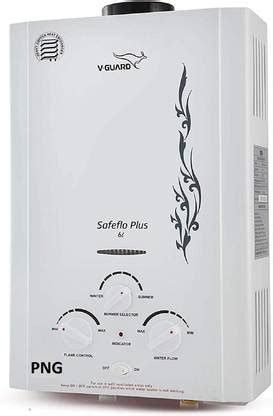 V-Guard 6L PNG GAS GEYSER (SAFE FLOW PLUS, WHITE) 6 L Gas Water Geyser ...