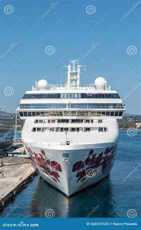 Cruise Ship Norwegian Gem Docked in Port of Corfu, Greece. Editorial ...